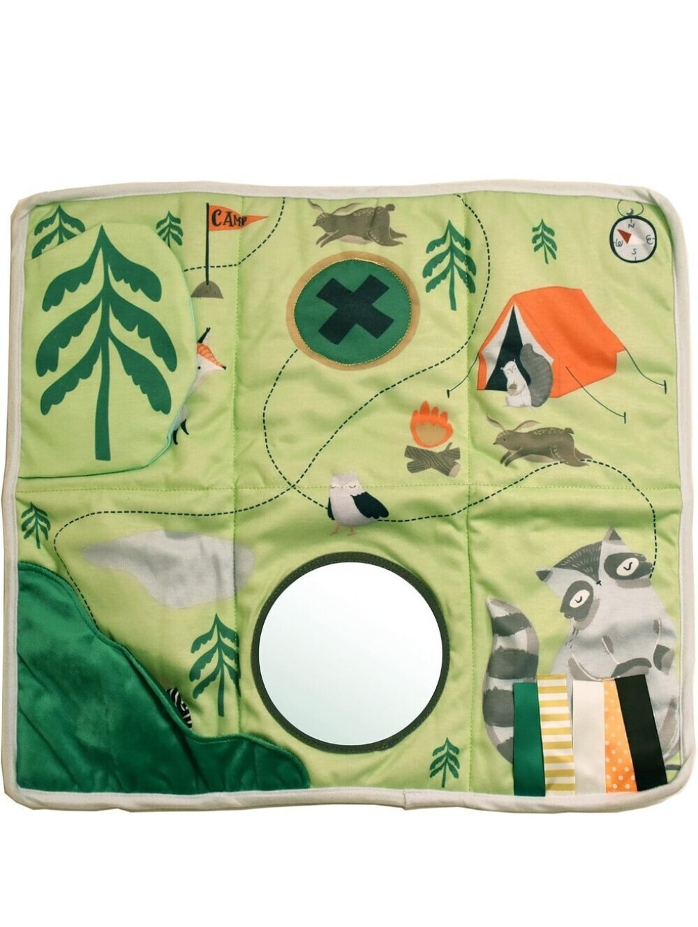 manhattan toy camp acorn sensory activity play mat tethered teether baby toy 3m+